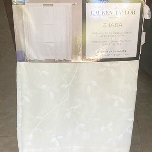 White Embroidered Sheer Curtains 2 sets of 2